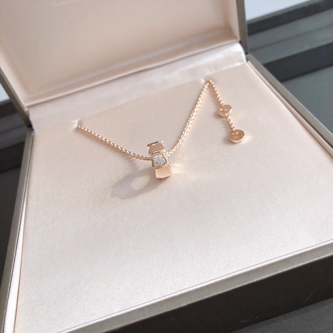 [Star Jewelry]SERPENTI PEDANT DIAMOND PINK GOLD NECKLACE