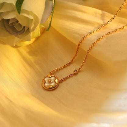 [Star Jewelry]SUN PEDANT PINK GOLD 1 DIAMOND NECKLACE