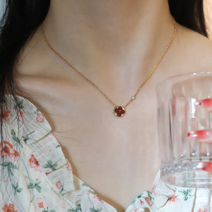 [Star Jewelry]SUN PEDANT PINK GOLD 1 DIAMOND NECKLACE