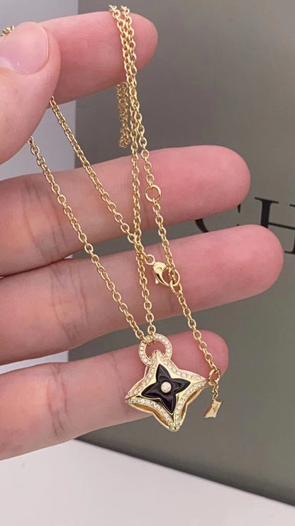 [Star Jewelry]STAR PEDANT PINK GOLD DIAMOND NECKLACE