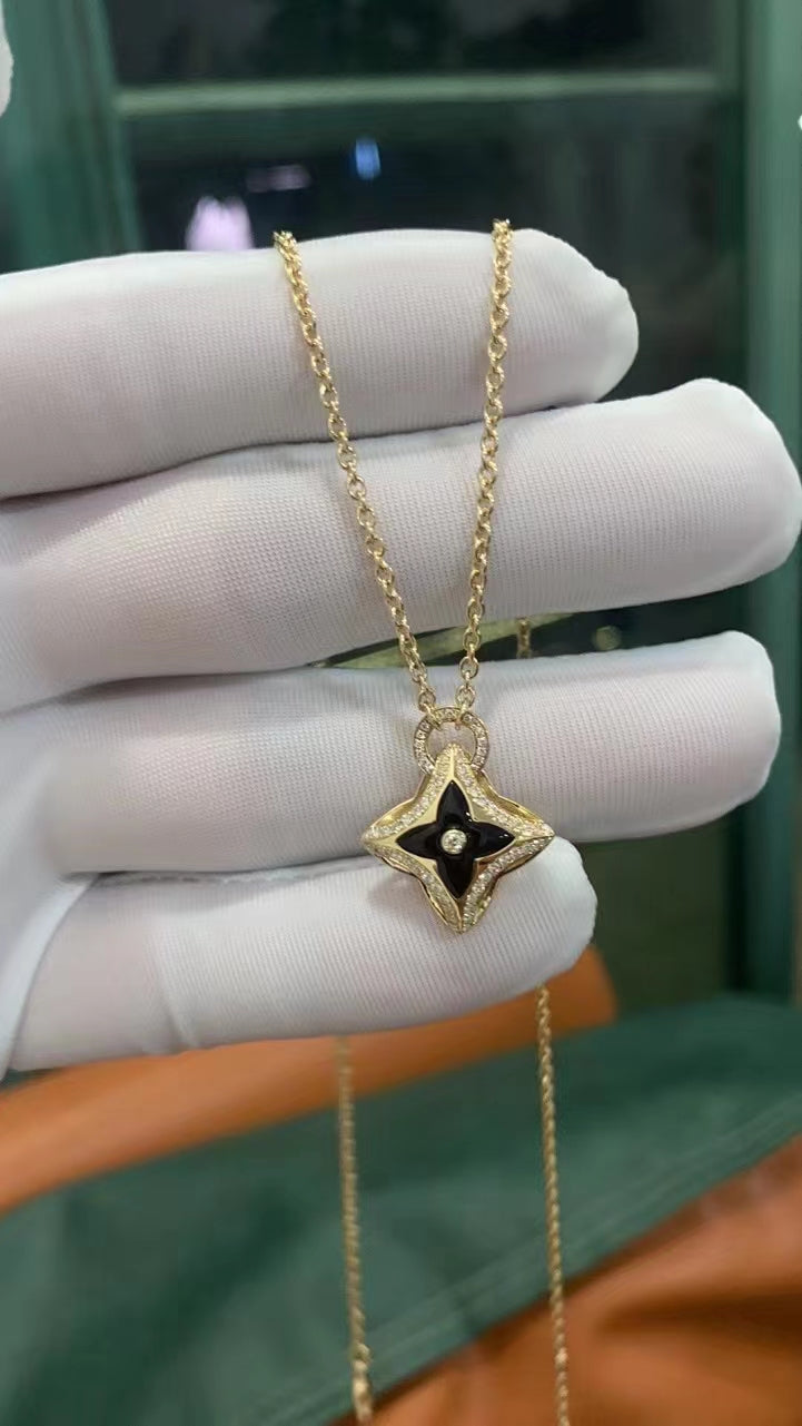 [Star Jewelry]STAR PEDANT PINK GOLD DIAMOND NECKLACE