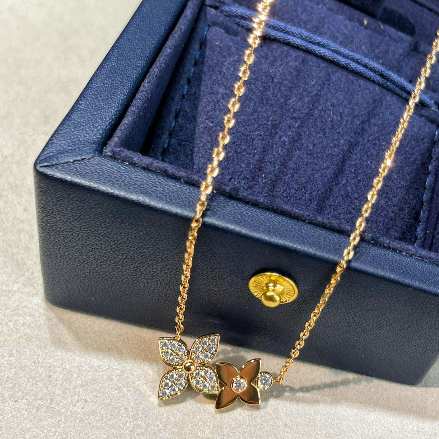 [Star Jewelry]STAR BLOSSOM NECKLACE PINK GOLD DIAMONDS