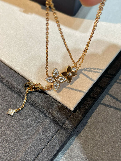 [Star Jewelry]STAR BLOSSOM NECKLACE PINK GOLD DIAMONDS