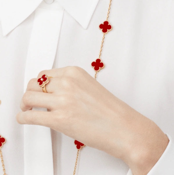 [Star Jewelry]CLOVER CARNELIAN RING ROSE GOLD DIAMOND