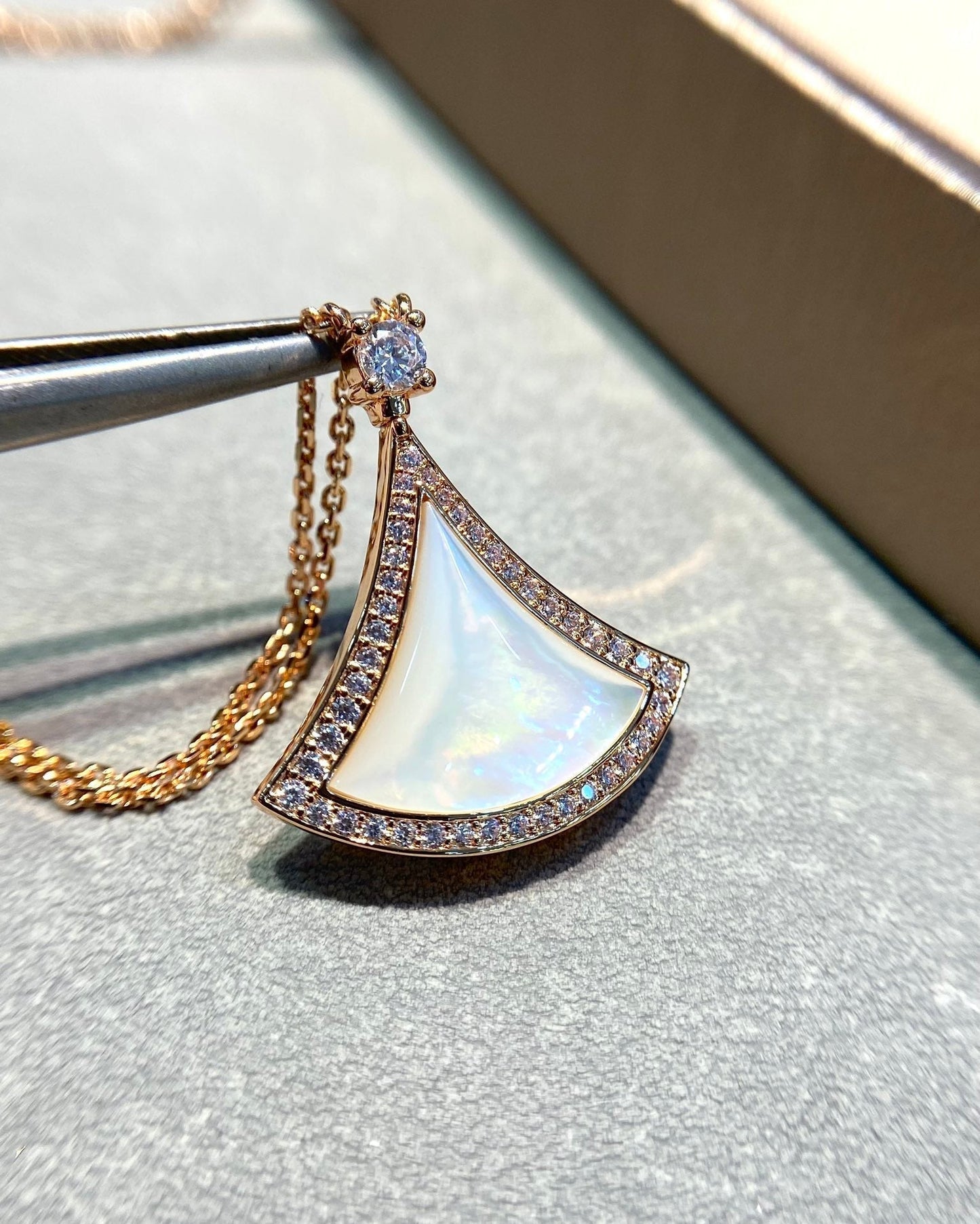 [Star Jewelry]DREAM MOP DIAMOND PAVED PINK GOLD NECKLACE