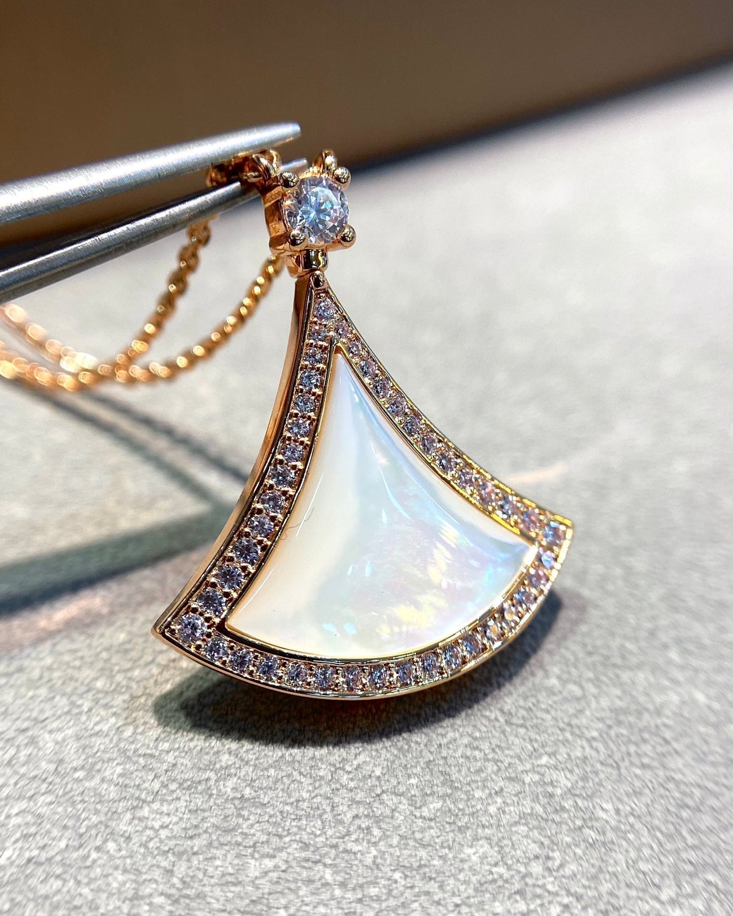 [Star Jewelry]DREAM MOP DIAMOND PAVED PINK GOLD NECKLACE