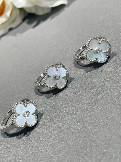 [Star Jewelry]CLOVER SILVER MOP DIAMOND RING