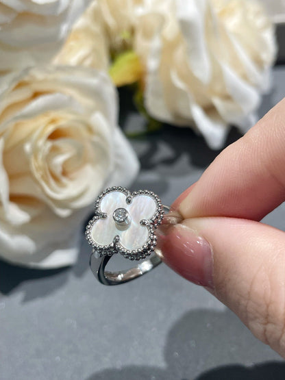 [Star Jewelry]CLOVER SILVER MOP DIAMOND RING