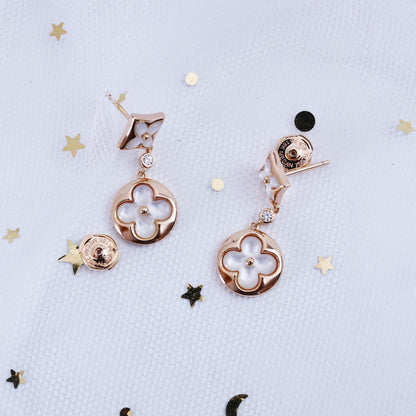 [Star Jewelry]STAR AND SUN PINK GOLD MOP DROP EARRINGS