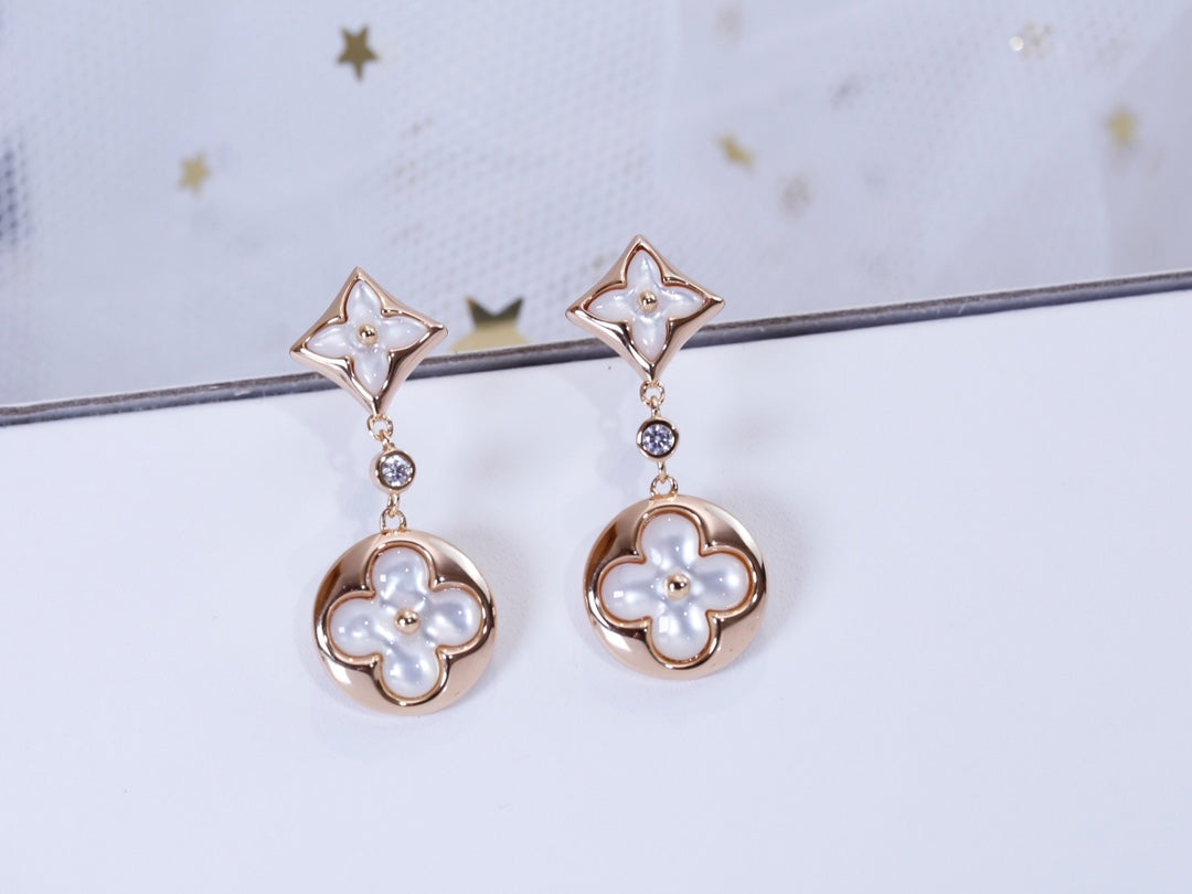 [Star Jewelry]STAR AND SUN PINK GOLD MOP DROP EARRINGS