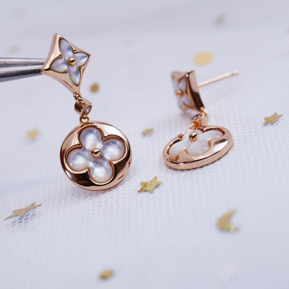 [Star Jewelry]STAR AND SUN PINK GOLD MOP DROP EARRINGS