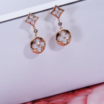 [Star Jewelry]STAR AND SUN PINK GOLD MOP DROP EARRINGS