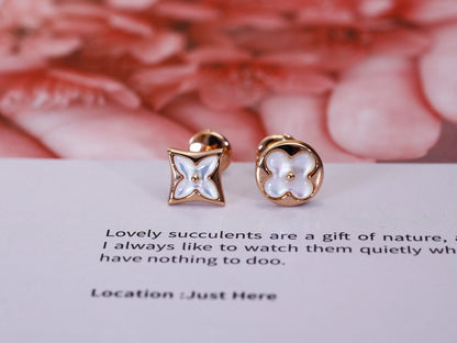 [Star Jewelry]STAR AND SUN PINK GOLD MOP STUD EARRINGS