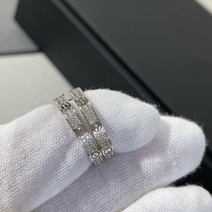 [Star Jewelry]LOVE DIAMOND SILVER HOOP EARRINGS