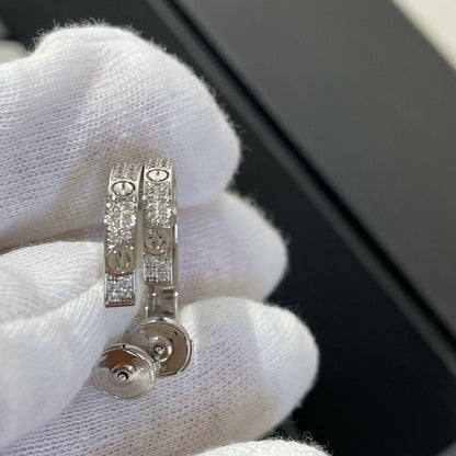 [Star Jewelry]LOVE DIAMOND SILVER HOOP EARRINGS