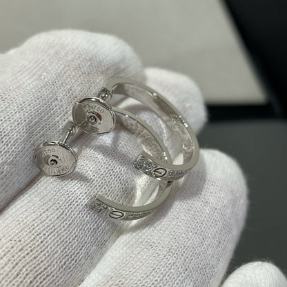 [Star Jewelry]LOVE DIAMOND SILVER HOOP EARRINGS