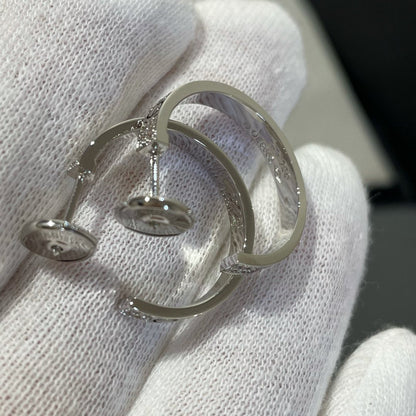 [Star Jewelry]LOVE DIAMOND SILVER HOOP EARRINGS