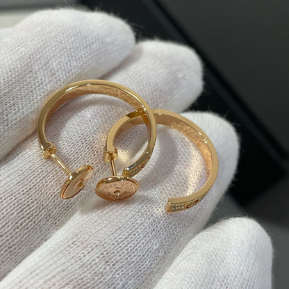 [Star Jewelry]LOVE DIAMOND PINK GOLD HOOP EARRINGS