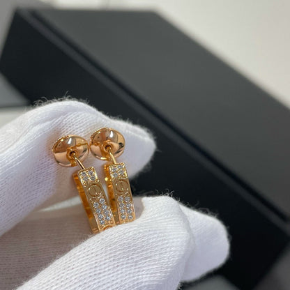 [Star Jewelry]LOVE DIAMOND PINK GOLD HOOP EARRINGS