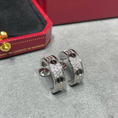 [Star Jewelry]LOVE CERAMIC DIAMOND PAVED SILVER EARRINGS