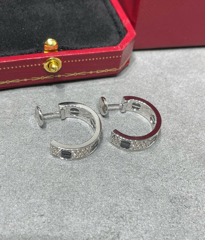 [Star Jewelry]LOVE CERAMIC DIAMOND PAVED SILVER EARRINGS