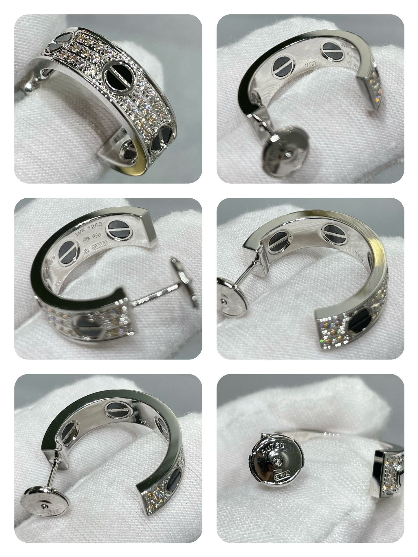 [Star Jewelry]LOVE CERAMIC DIAMOND PAVED SILVER EARRINGS