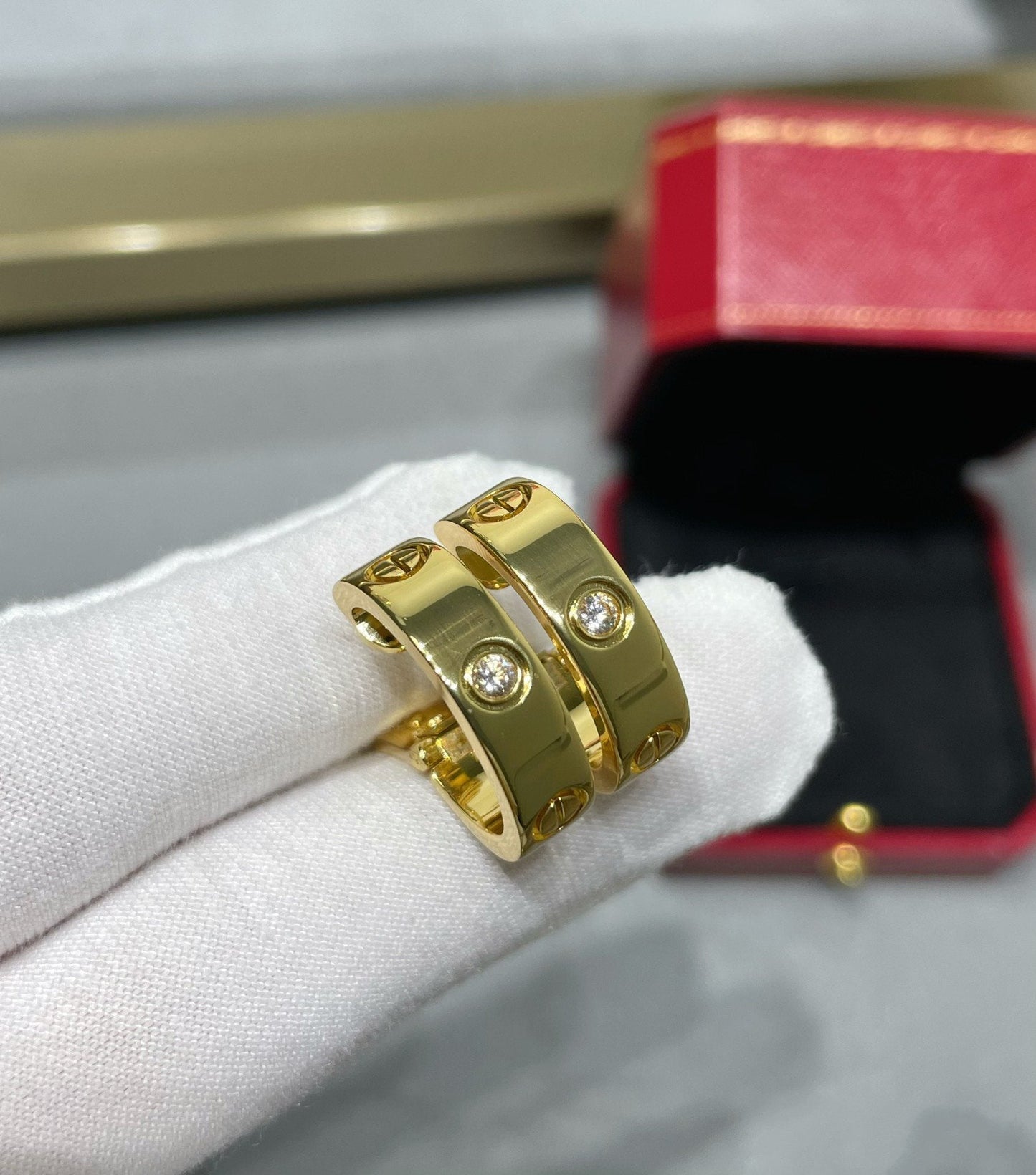[Star Jewelry]LOVE 5.5MM 1 DIAMOND EARRINGS