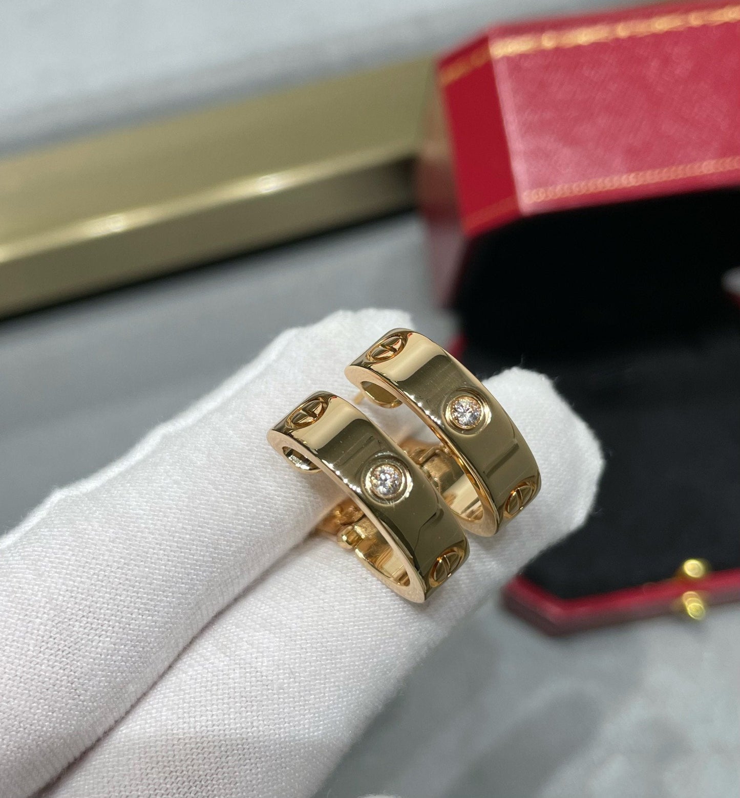 [Star Jewelry]LOVE 5.5MM 1 DIAMOND EARRINGS