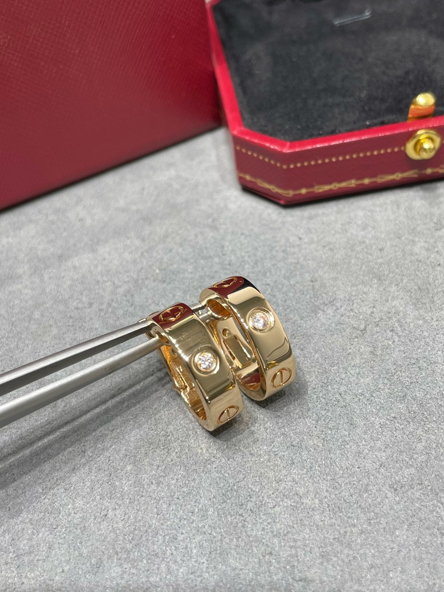 [Star Jewelry]LOVE 5.5MM 1 DIAMOND EARRINGS