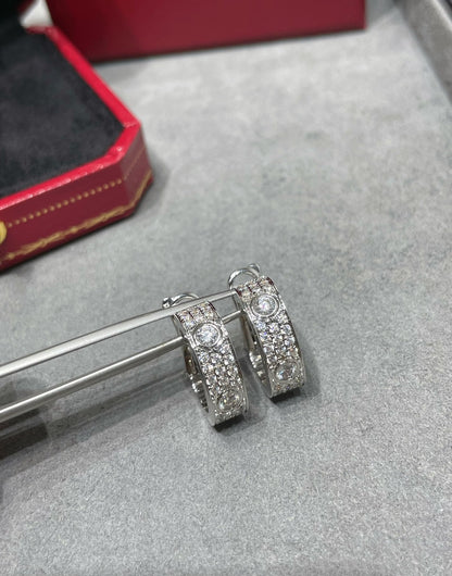 [Star Jewelry]LOVE 5.5MM DIAMOND PAVED EARRINGS
