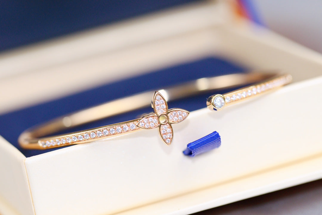 [Star Jewelry]IDYLLE PINK GOLD OPEN BRACELET DIAMOND PAVED