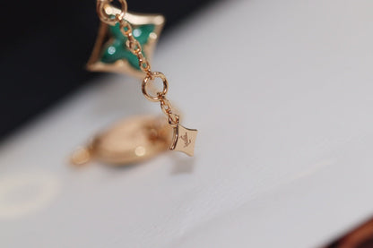 [Star Jewelry]STAR AND SUN 4 MOTIF PINK GOLD MALACHITE BRACELET