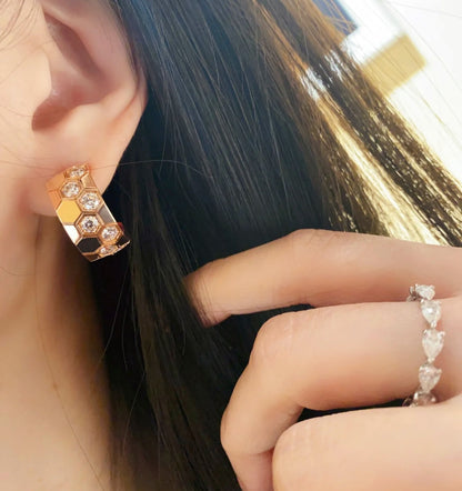 [Star Jewelry]BEE LOVE DIAMOND HOOP EARRINGS