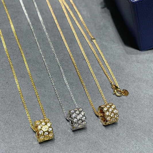[Star Jewelry]BEE LOVE DIAMOND PAVED 3 ROW NECKLACE
