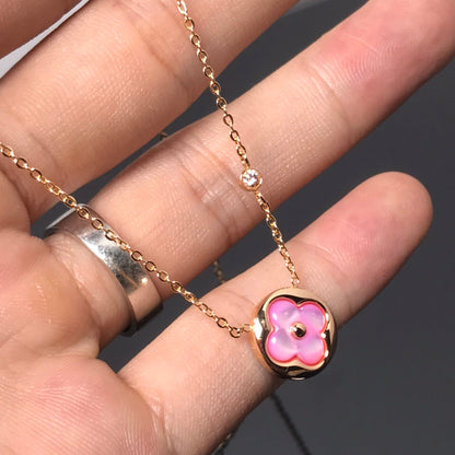 [Star Jewelry]COLOR BLOSSOM PINK MOP SUN GOLD NECKLACE