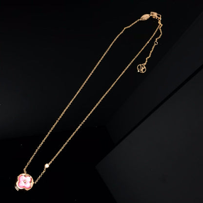 [Star Jewelry]COLOR BLOSSOM PINK MOP SUN GOLD NECKLACE