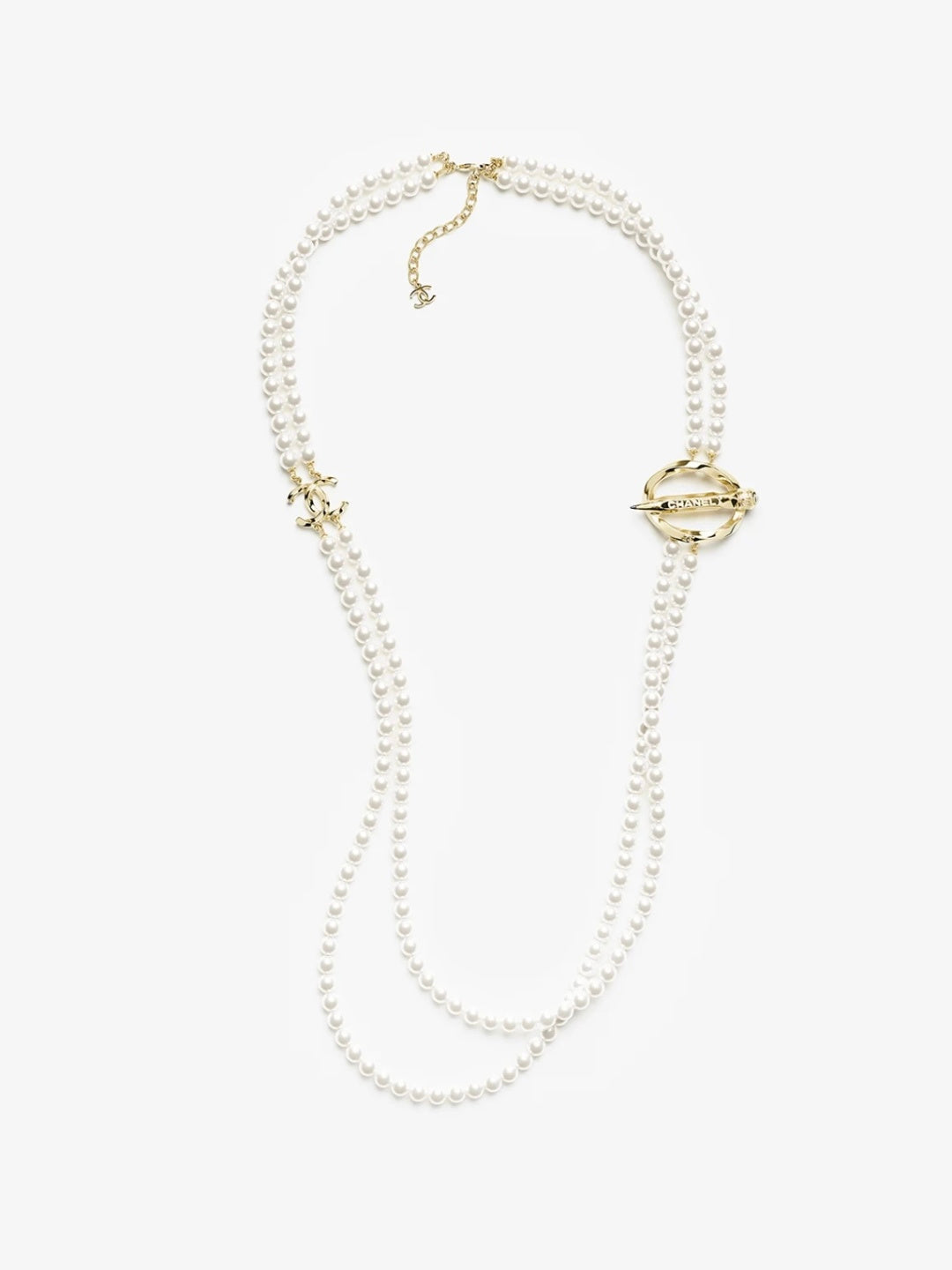 [Star Jewelry]25K Pencil Double C Double-Layer Pearl Sweater Chain