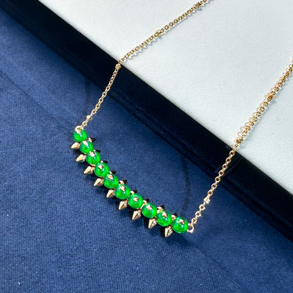 [Star Jewelry]New Arrival: Green Bead Rivet Necklace
