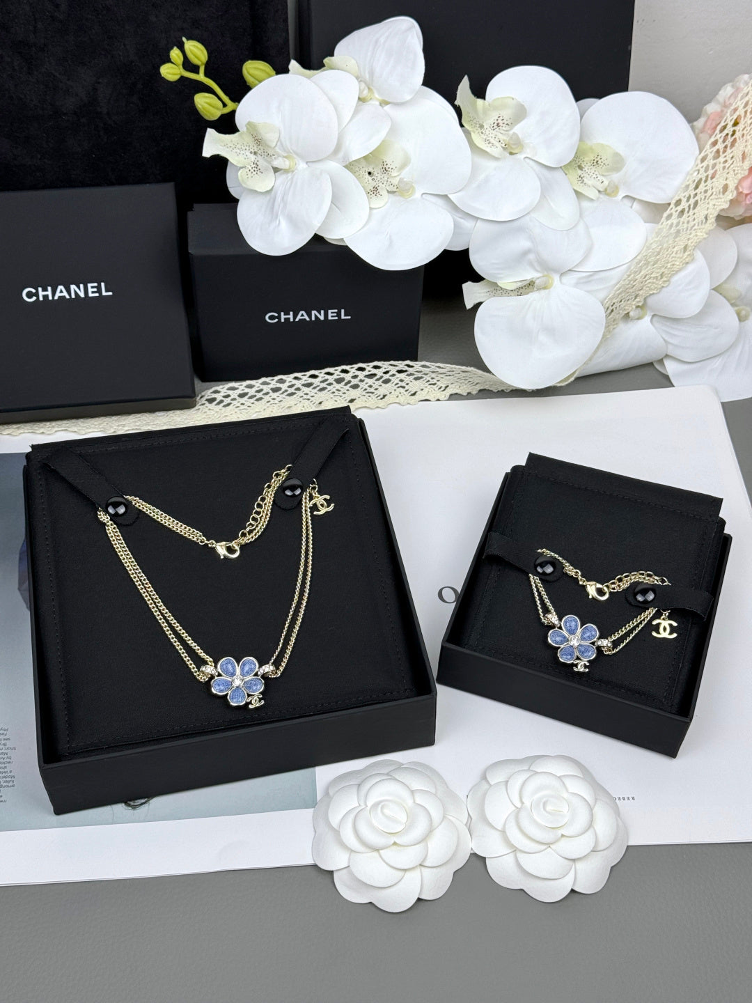 [Star Jewelry]VOLTE New Blue Floral Double-Layer Bracelet