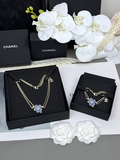 [Star Jewelry]VOLTE New Blue Floral Double-Layer Bracelet