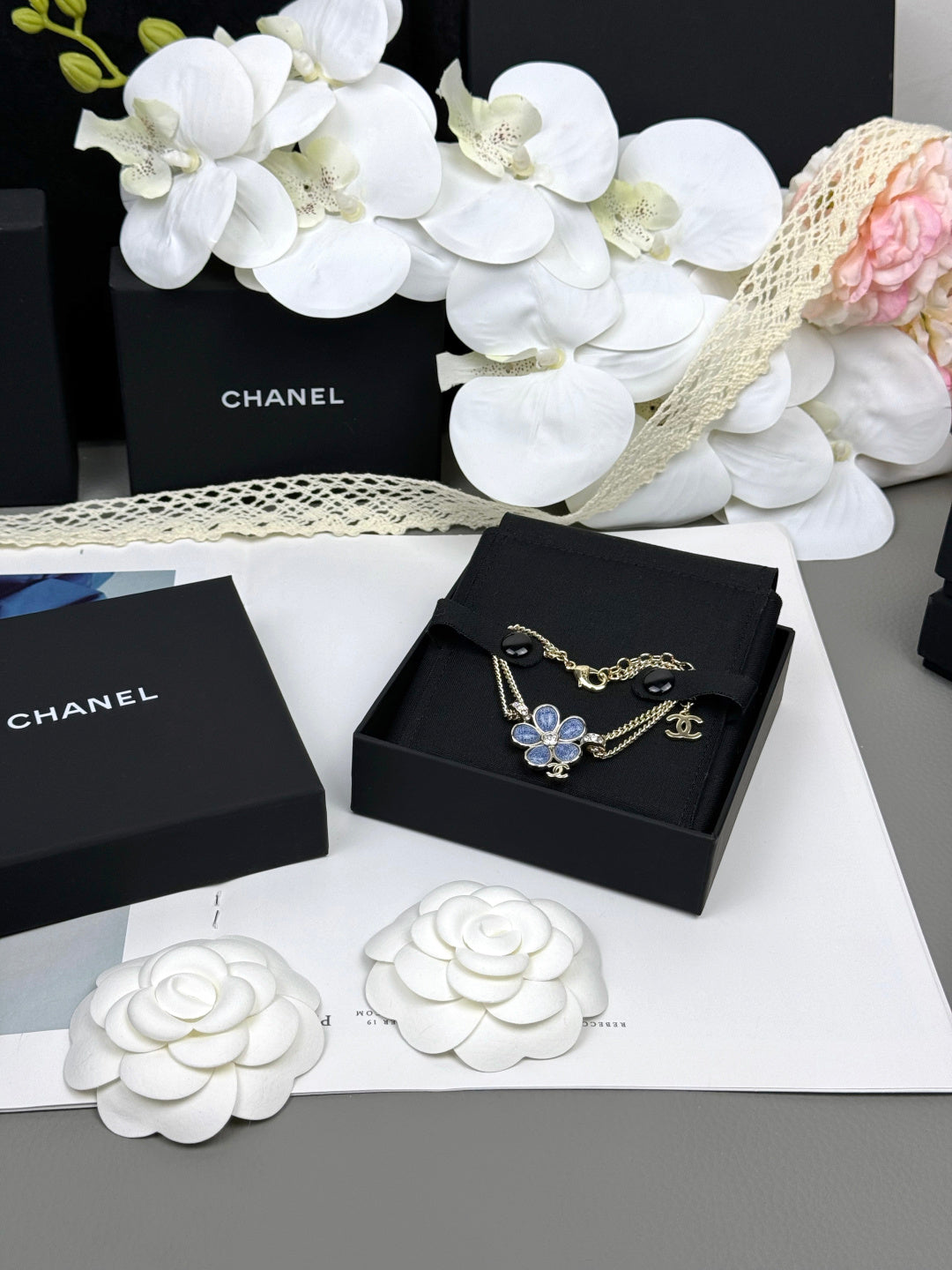 [Star Jewelry]VOLTE New Blue Floral Double-Layer Bracelet