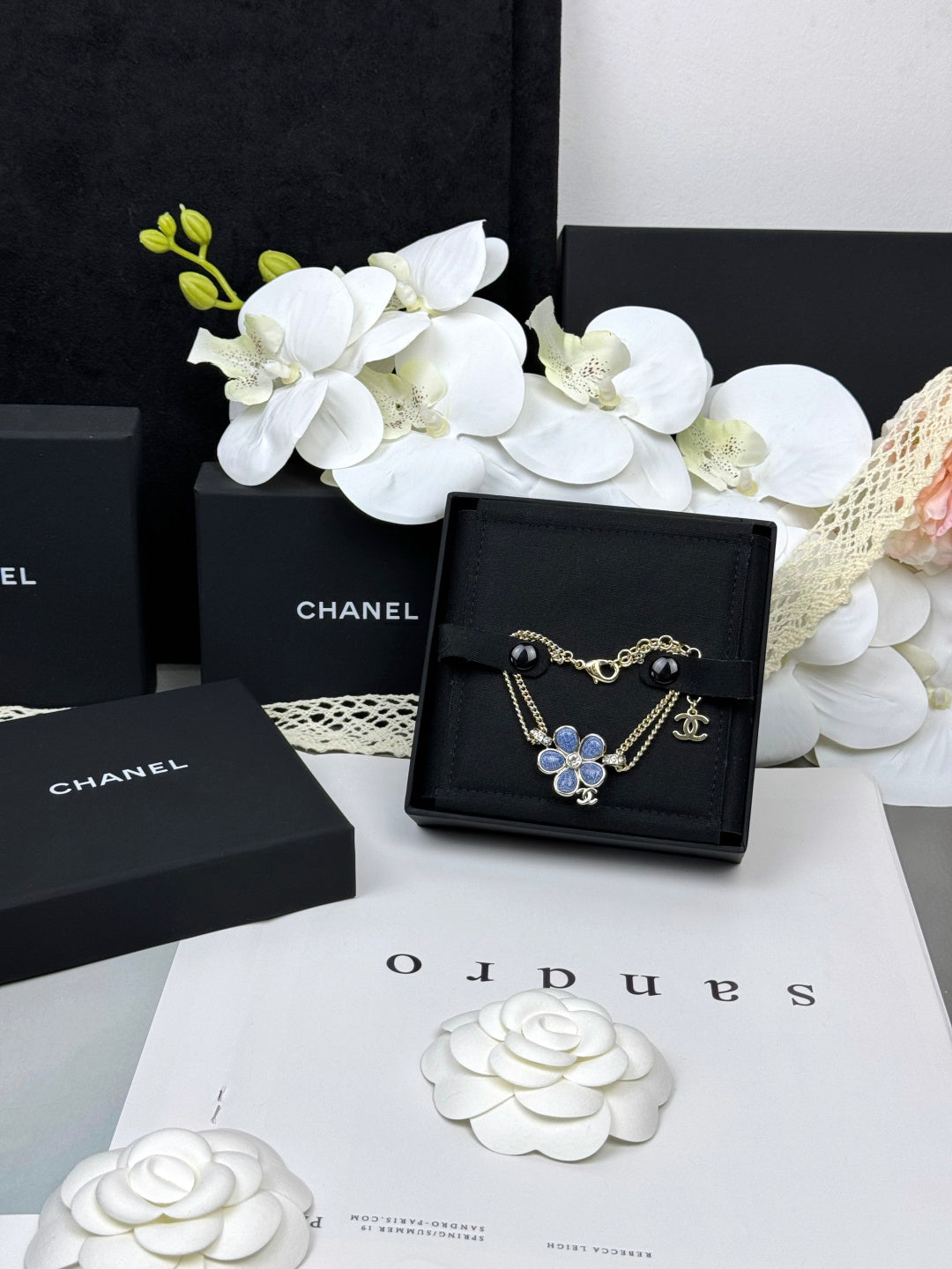 [Star Jewelry]VOLTE New Blue Floral Double-Layer Bracelet