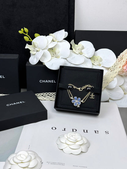 [Star Jewelry]VOLTE New Blue Floral Double-Layer Bracelet