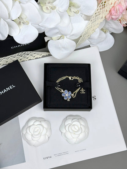 [Star Jewelry]VOLTE New Blue Floral Double-Layer Bracelet