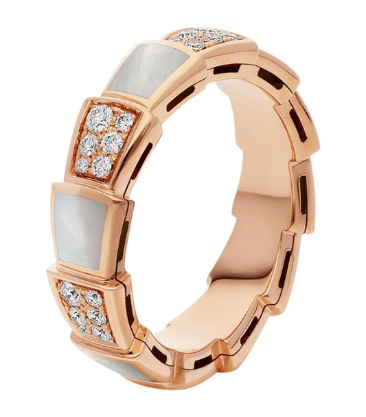 [Star Jewelry]SERPENTI RING PINK GOLD MOP DIAMOND PAVED 4MM