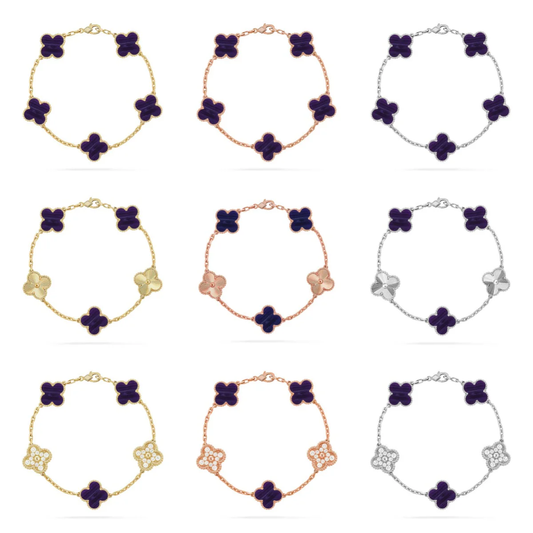 [Star Jewelry]CLOVER 5 MOTIF PURPLE STRIPES BRACELET COLLECTION