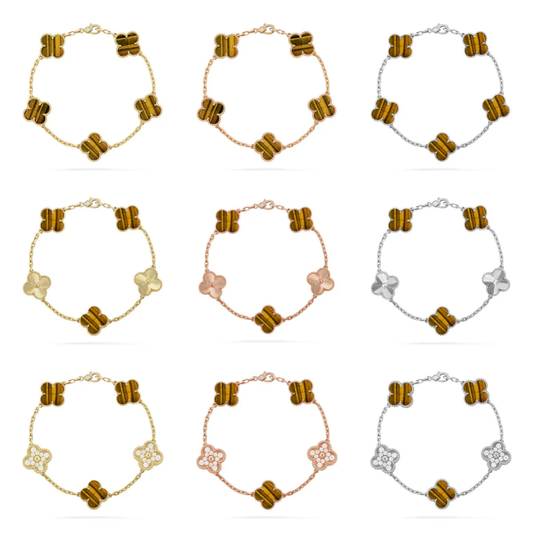 [Star Jewelry] CLOVER 5 MOTIFS TIGER EYE BRACELET COLLECTION