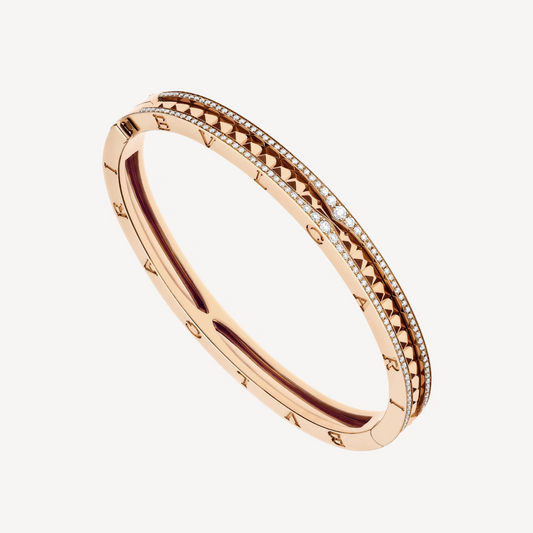[Star Jewelry]ZERO 1 SPIRAL AND PAVED DIAMOND PINK GOLD BRACELET
