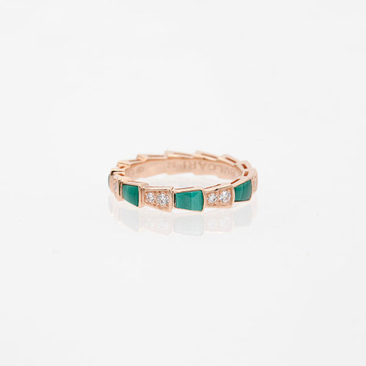 [Star Jewelry]SERPENTI RING PINK GOLD MALACHITE DIAMOND 3MM