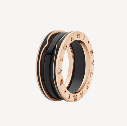 [Star Jewelry]ZERO 1 TWO-BAND WITH MATTE BLACK CERAMIC PINK GOLD RING